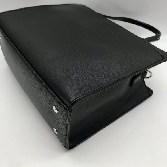 Karl Lagerfield Black Leather Paris Maybelle Convertible Satchel Bag - Picture 8 of 11